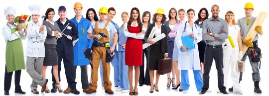 Group of workers people. Isolated on white background