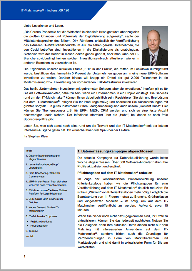 IT-Matchmaker® Infodienst Dezember 2020