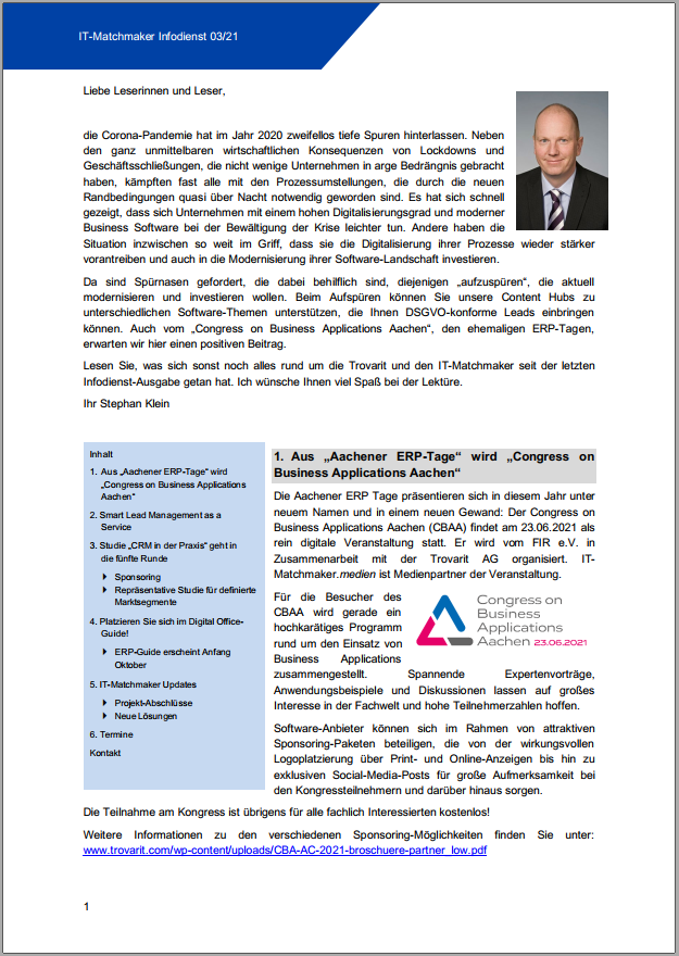 IT-Matchmaker® Infodienst März 2021