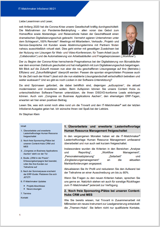 IT-Matchmaker® Infodienst Juni 2021