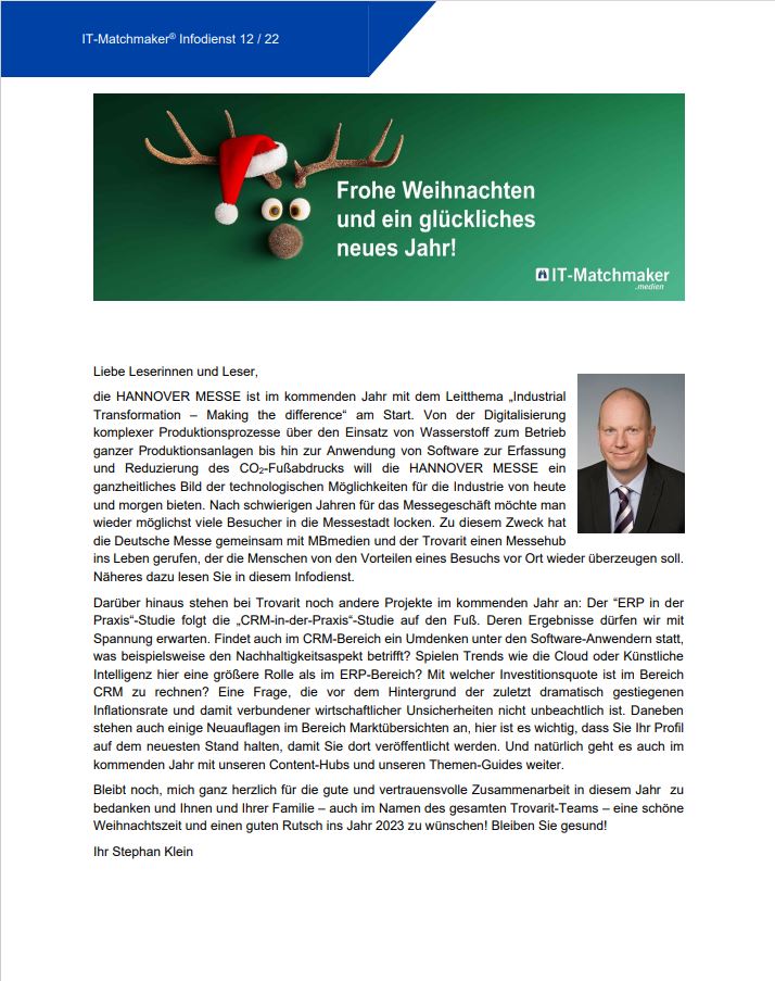 IT-Matchmaker® Infodienst Dezember 2022